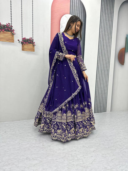 Purple color georgette lehenga choli images