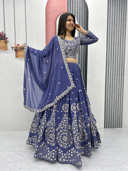 Blue color georgette lehenga choli price