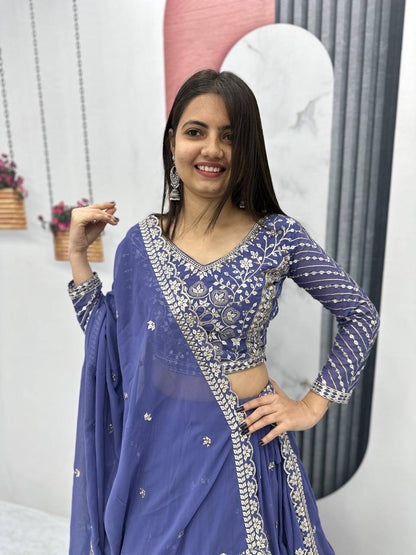 Blue color georgette lehenga choli images
