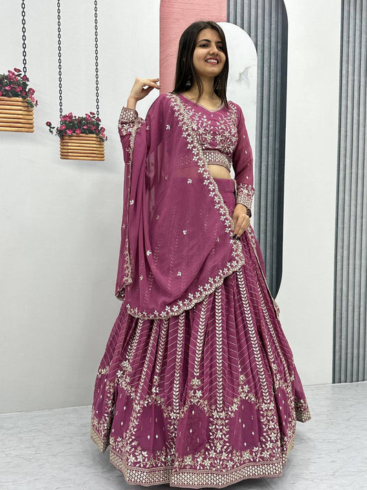 Pink color georgette lehenga choli for women online
