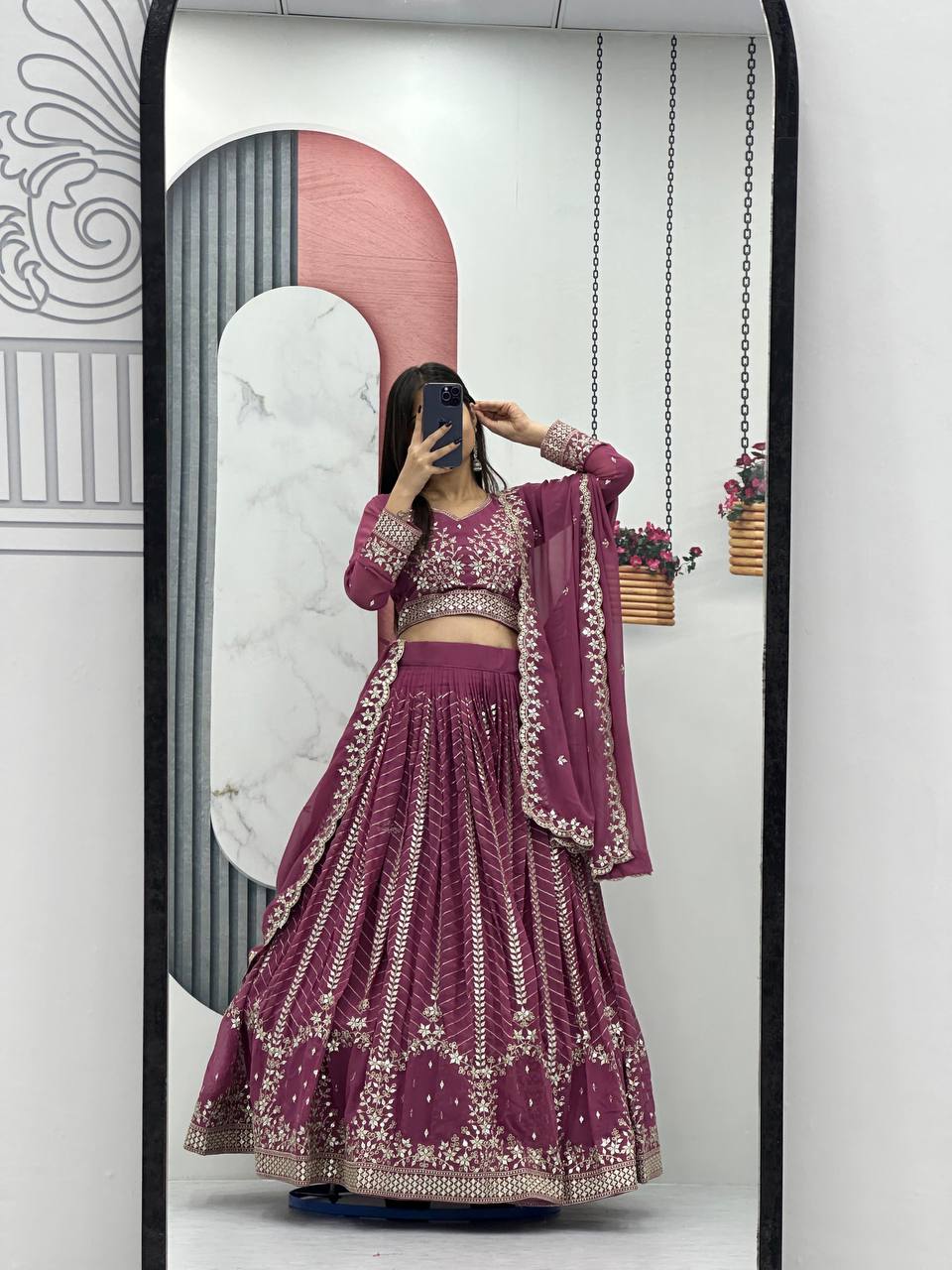 Pink color georgette lehenga choli images
