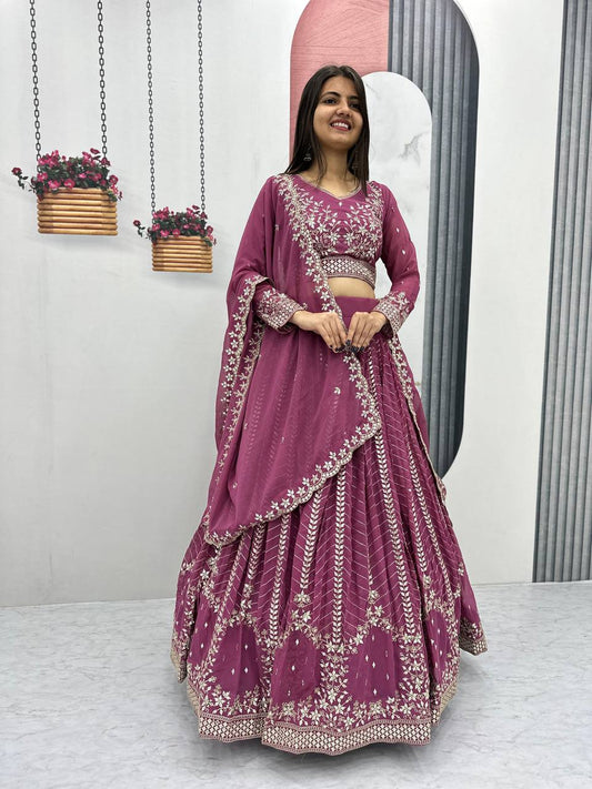 Light pink color georgette lehenga choli for women
