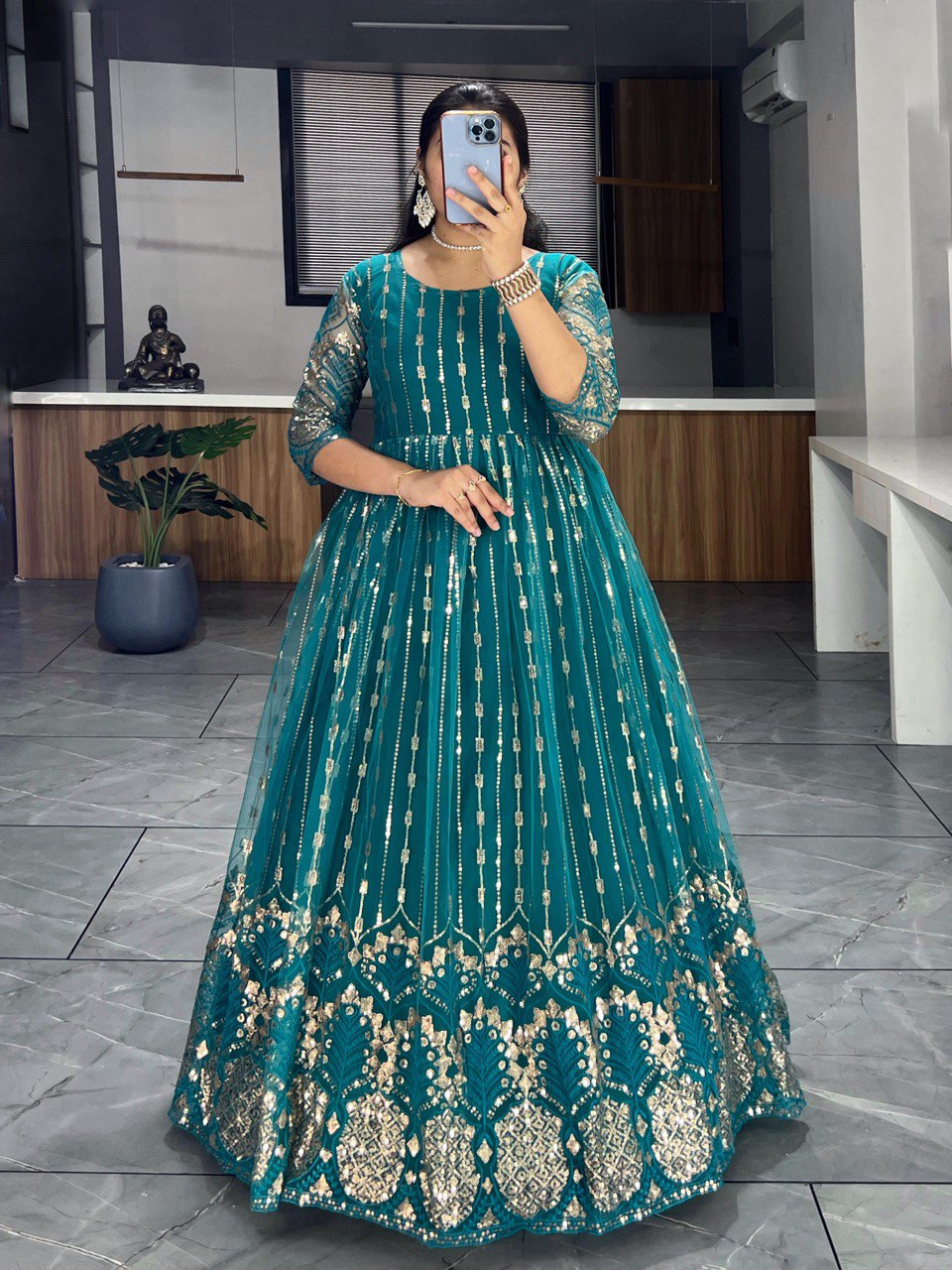 Rama color net sequins work gown online shopping
