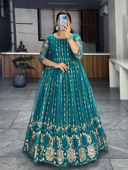Rama color net sequins work gown online shopping
