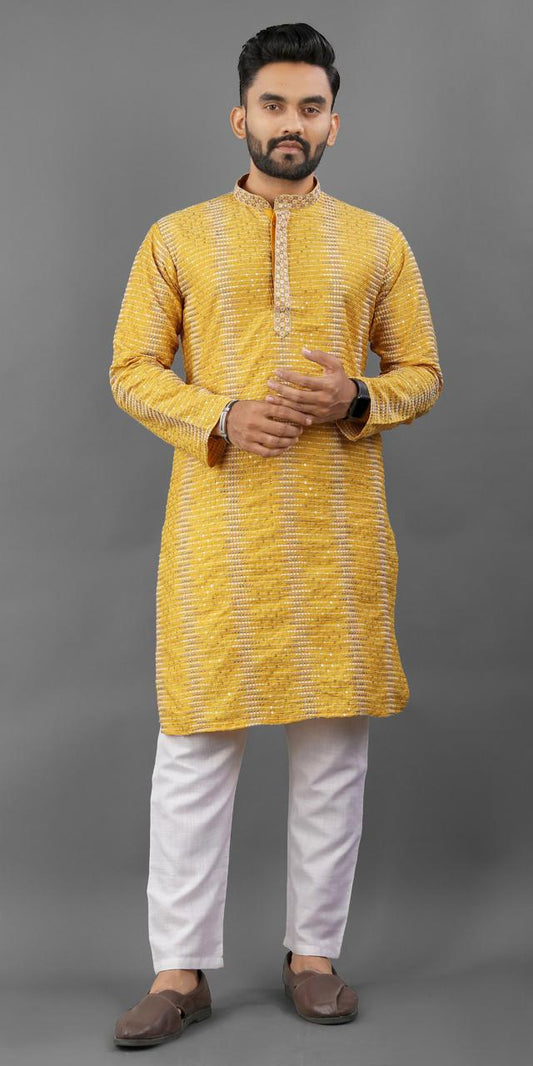 Yellow color important kurta for men's