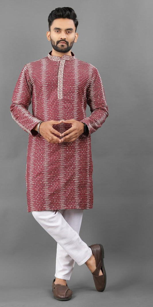 Maroon color important kurta for men's