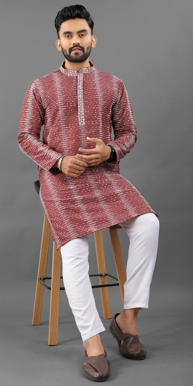 Maroon color important kurta men's online shopping