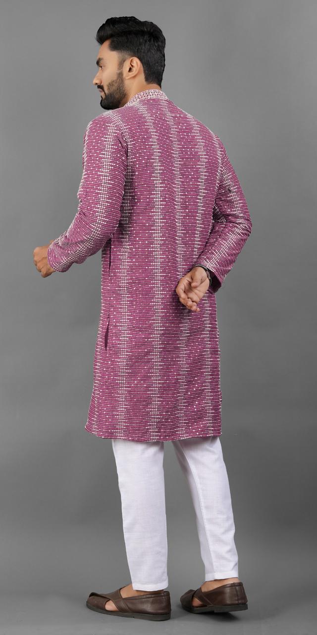 Pink color important kurta men's online shopping