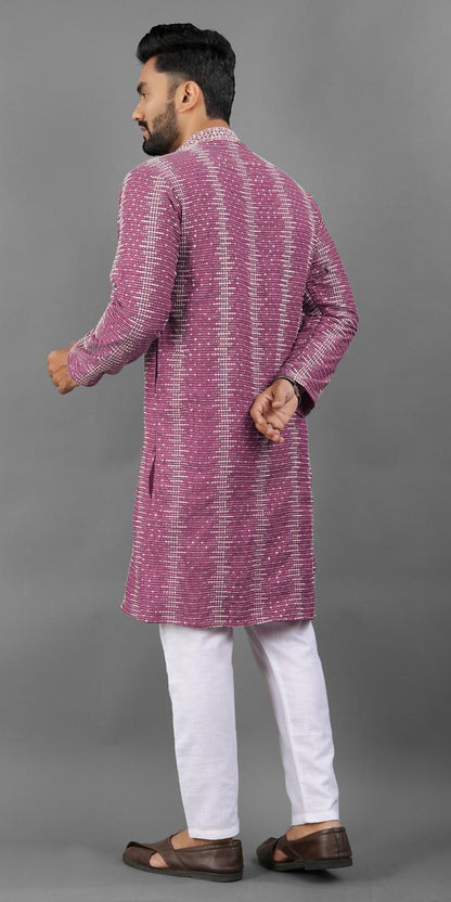 Pink color important kurta men's online shopping