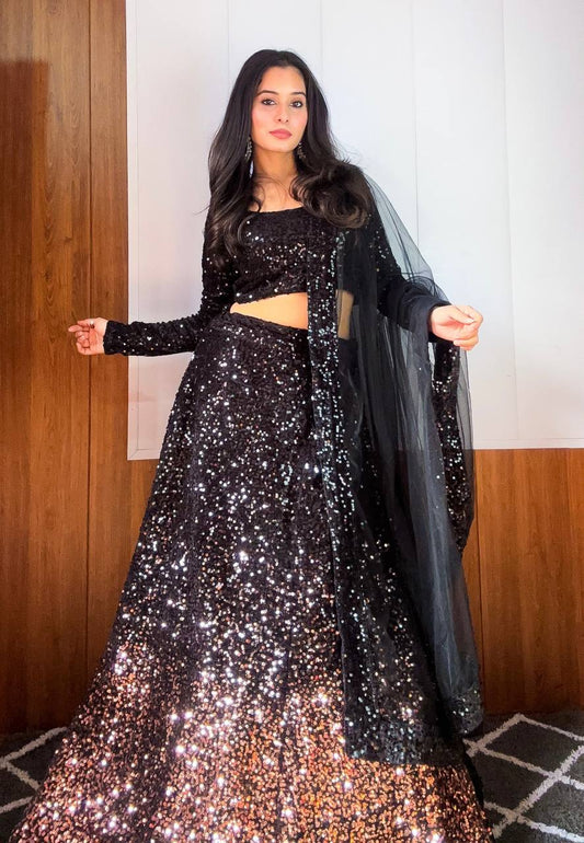 Black Velvet Lehenga For Wedding
