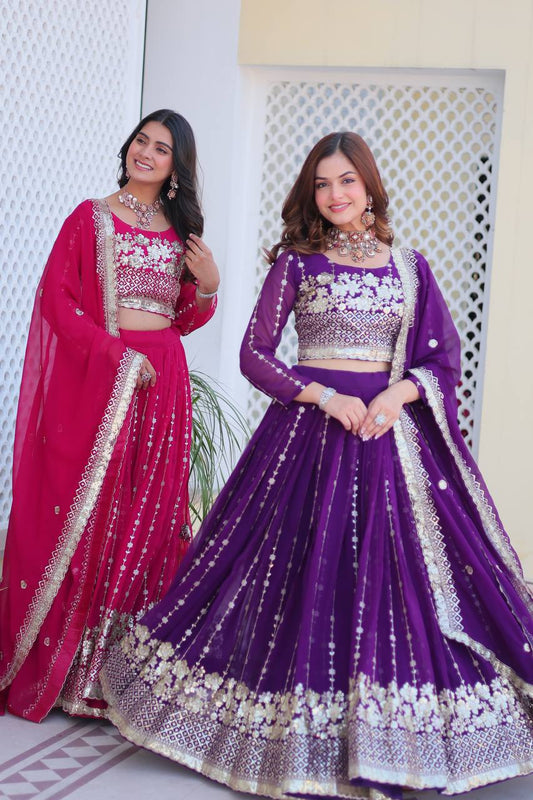 Readymade georgette sequins work lehenga choli