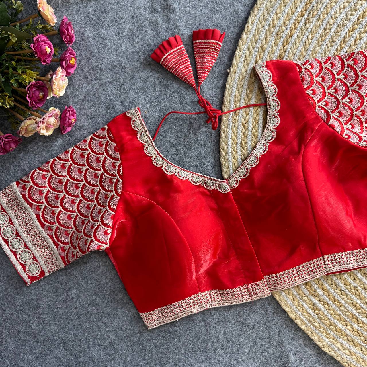 Red color jimmy choo blouse online shopping