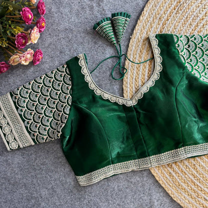 Green color jimmy choo blouse for wedding