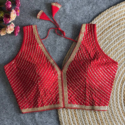 Red color roman silk blouse price