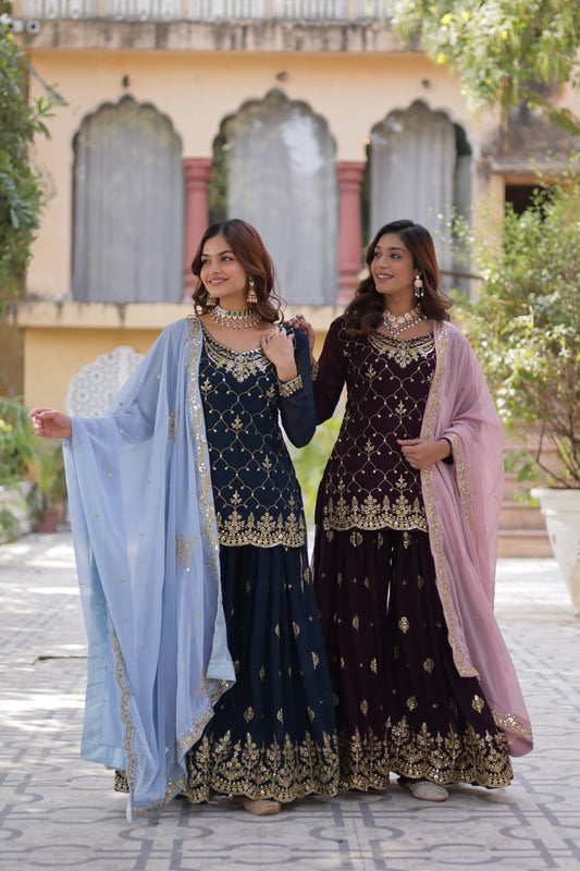 Readymade sequins work sharara suit for women