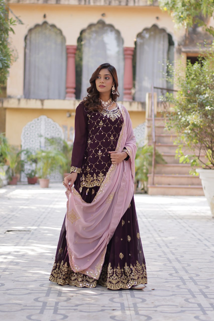 Wine color georgette sharara suit online
