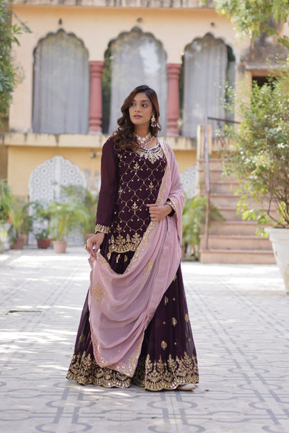 Wine color georgette sharara suit online
