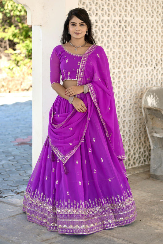 Purple color georgette lehenga choli for women online
