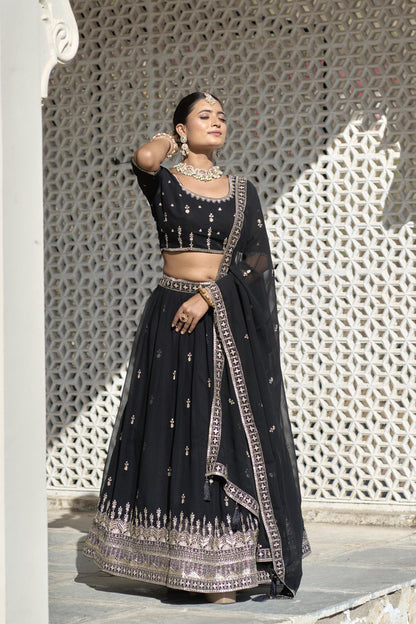 Black color georgette lehenga choli images