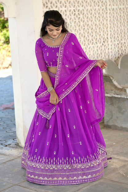 Purple color georgette lehenga choli with dupatta price