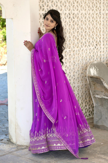 Purple color georgette lehenga choli images