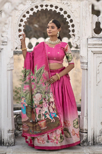 Pink color manipuri silk lehenga choli for women price
