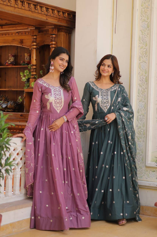 Pink color georgette anarkali gown 