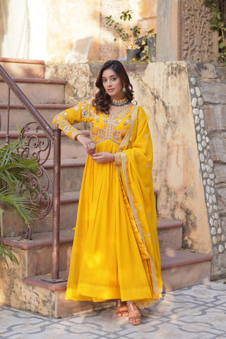 yellow ready to wear anarali dress germany