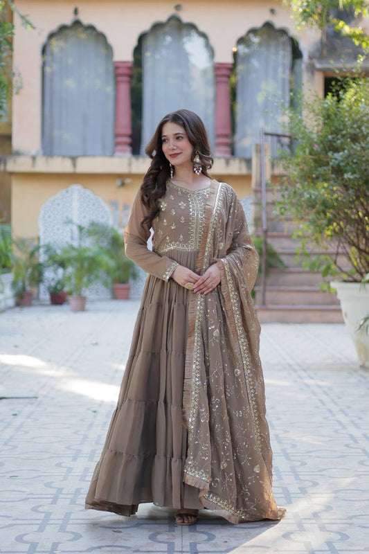 Chiku color georgette anarkali gown