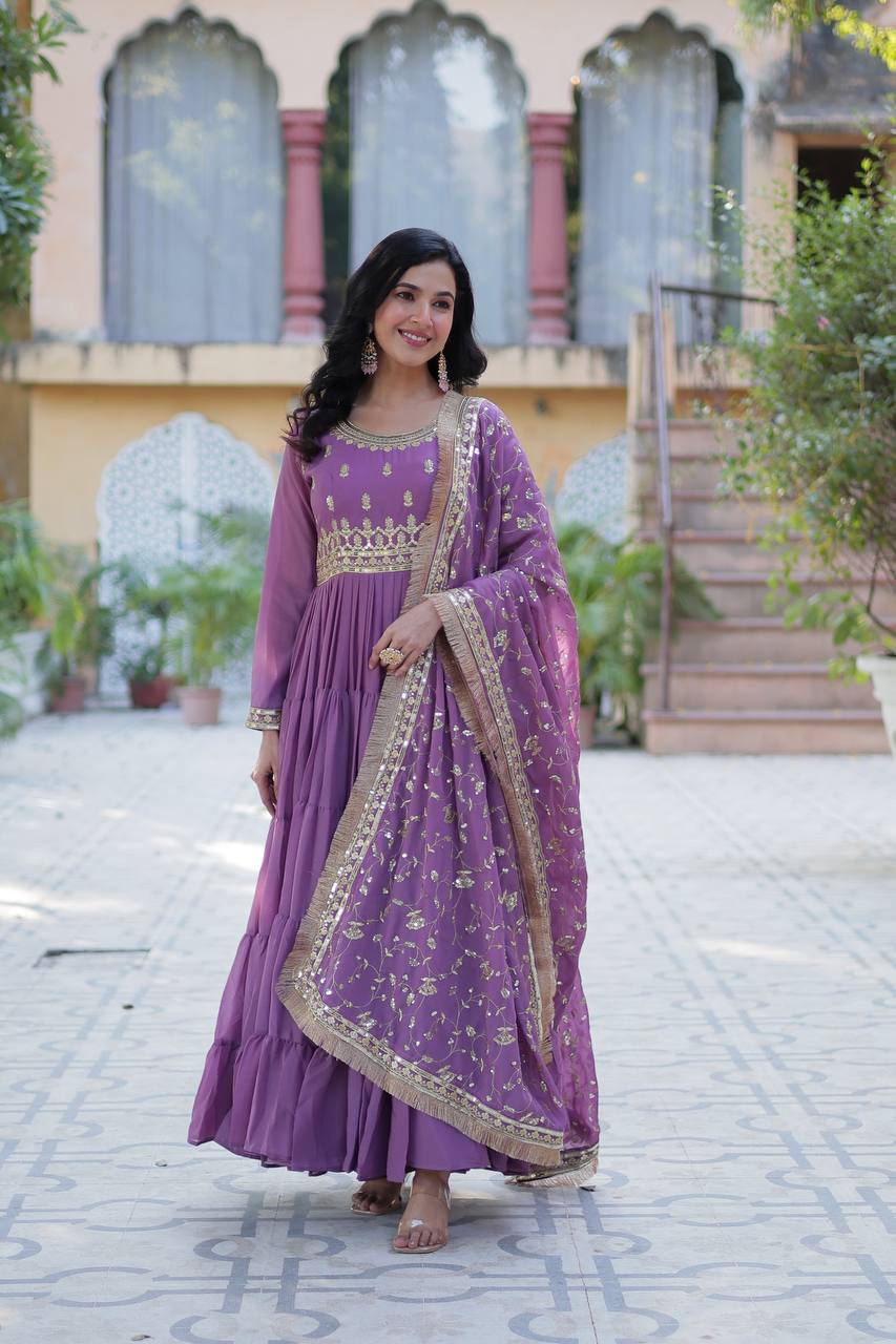 Pink color georgette anarkali gown for women