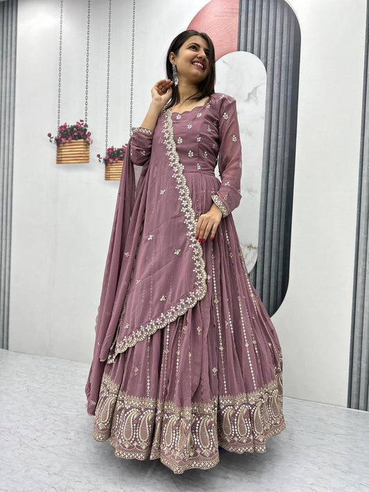 Purple color georgette long gown for women