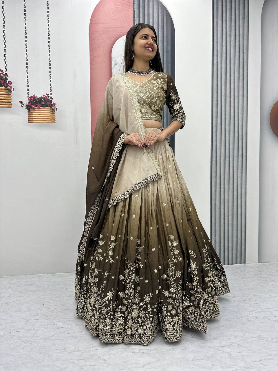 sequins lengha choli dupatta