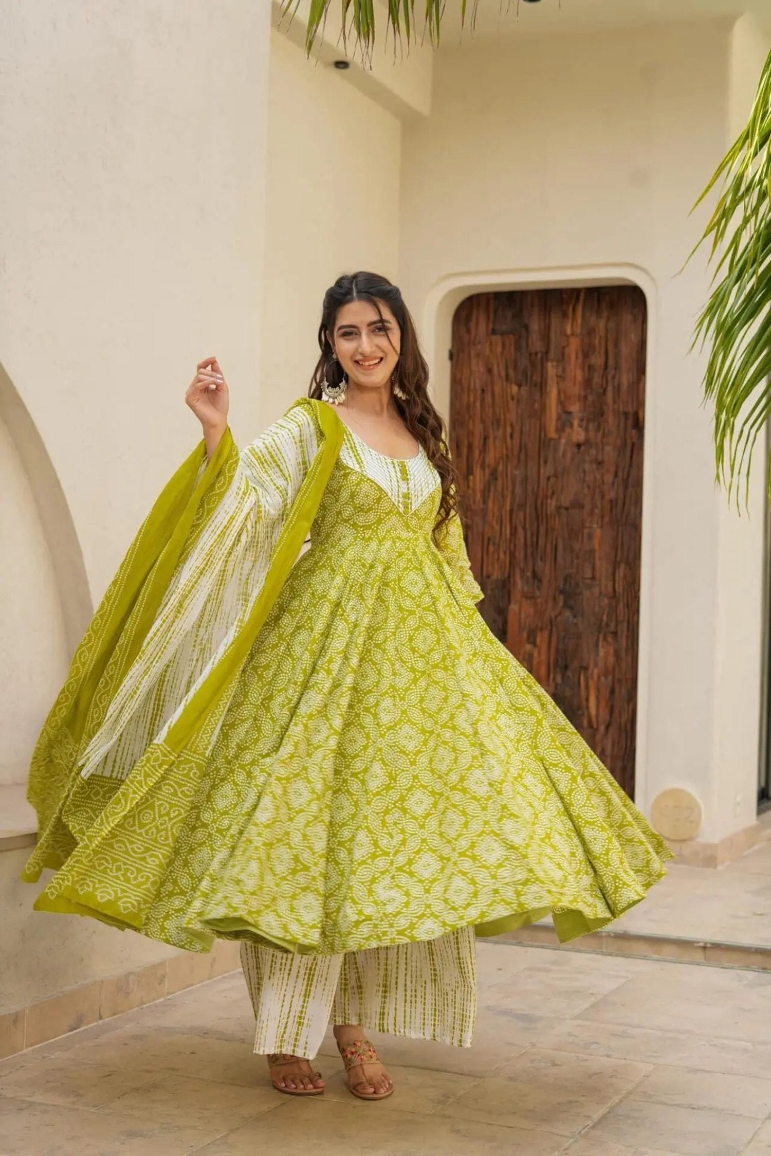 Green color muslin salwar suit with dupatta online shopping