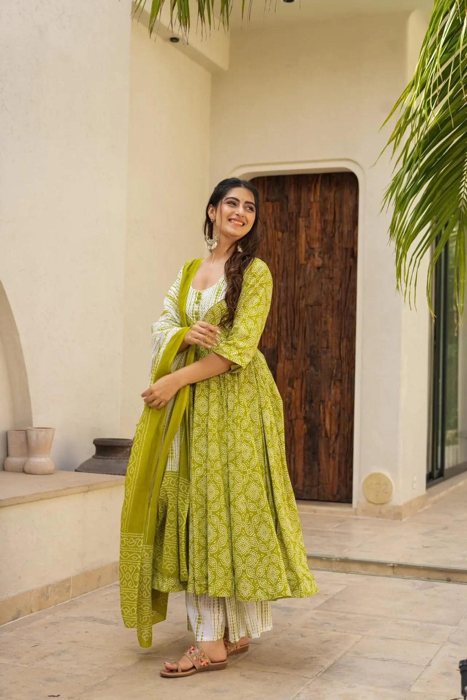 Green color muslin salwar suit with dupatta price