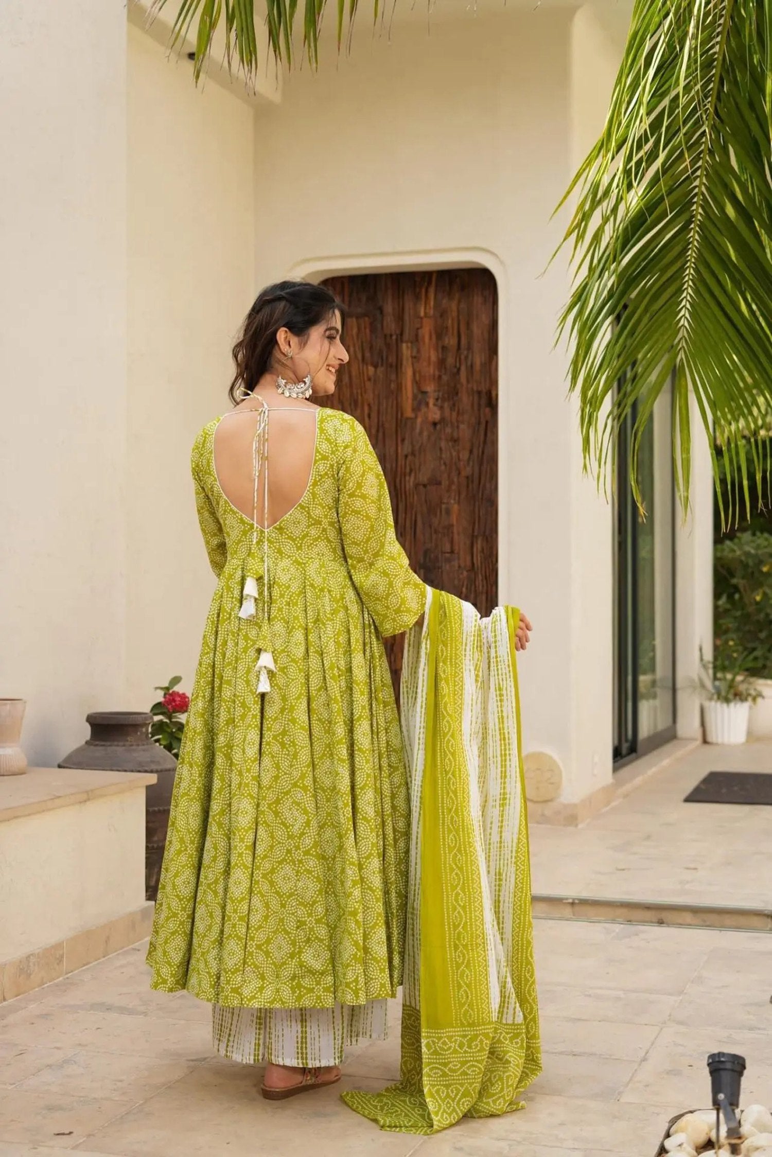 Green color muslin salwar suit with dupatta 