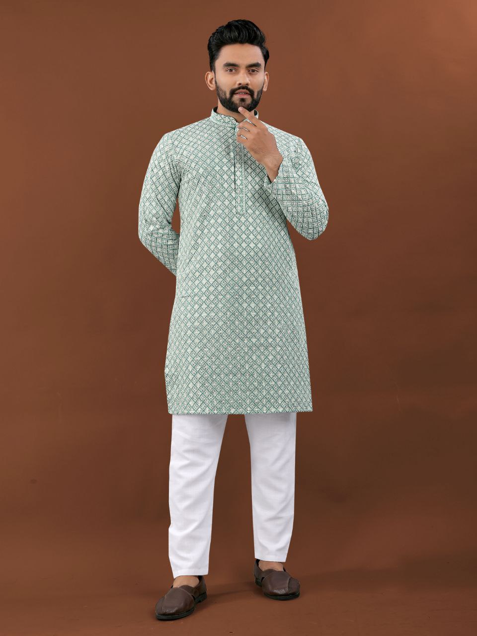 Pista color rayon mens kurta with online
