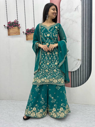 Rama color georgette sharara suit for women