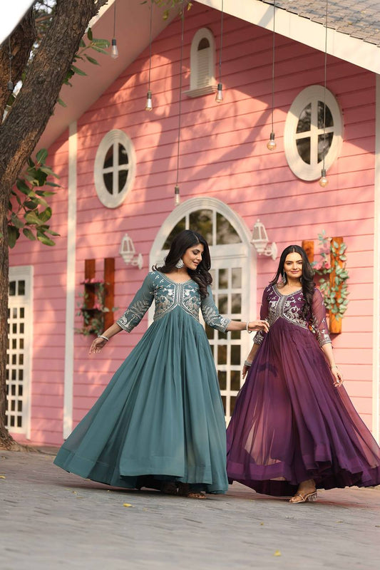 Rama color georgette long gown for women