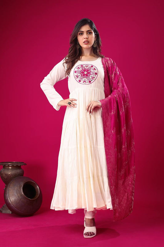 White color roman silk salwar suit for women