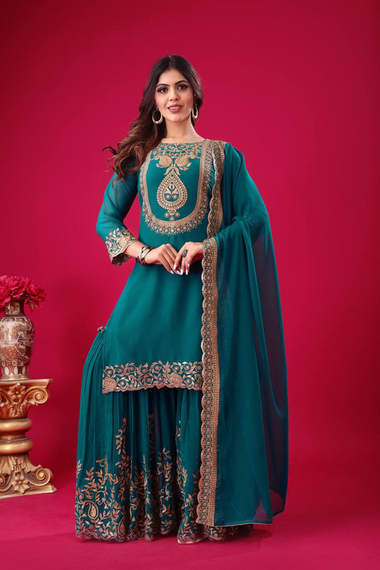 Rama color georgette sharara suit for women