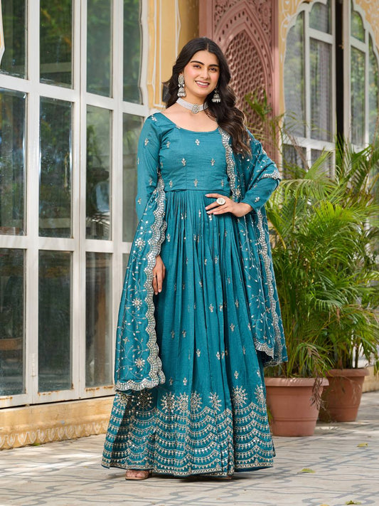 Rama color vichitra silk gown for women