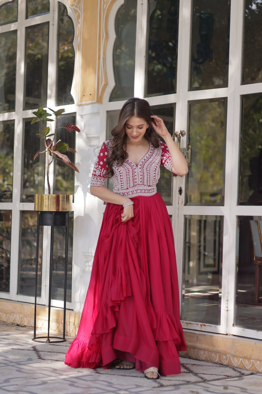 Pink color georgette lehenga choli with dupatta price
