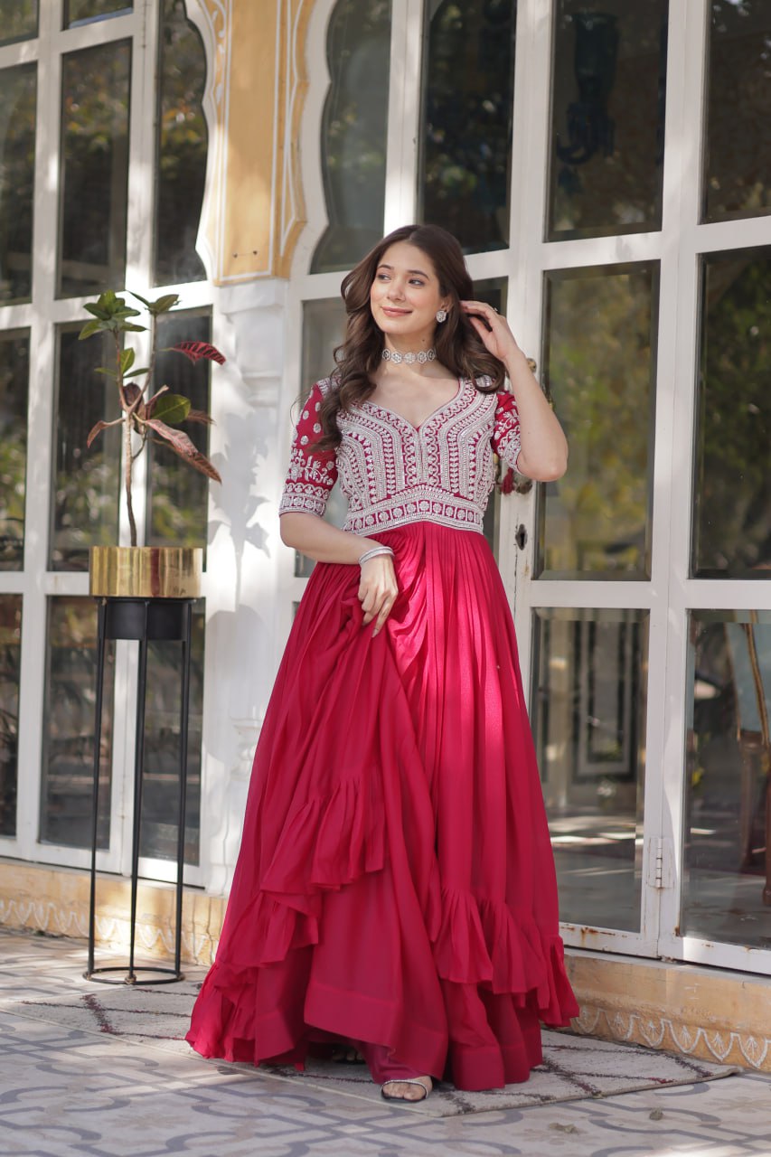 Pink color georgette lehenga choli for women
