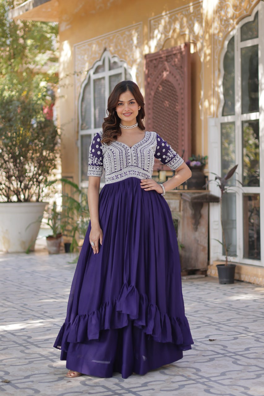 Purple color georgette lehenga choli for women