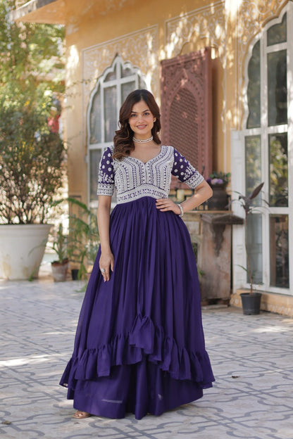 Purple color georgette lehenga choli for women