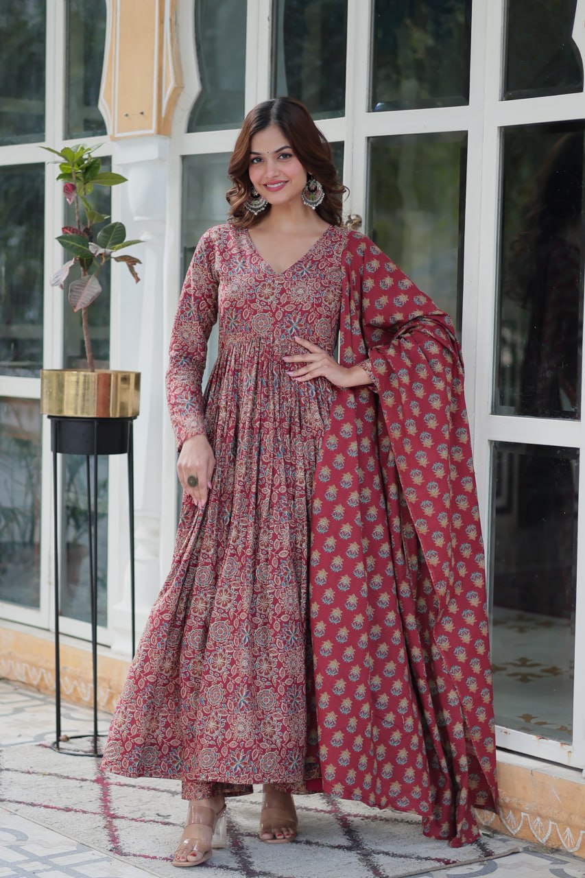Red color cotton sharara suit with dupatta price