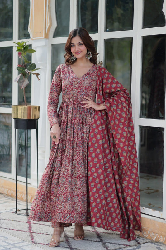Red color cotton sharara suit with dupatta price