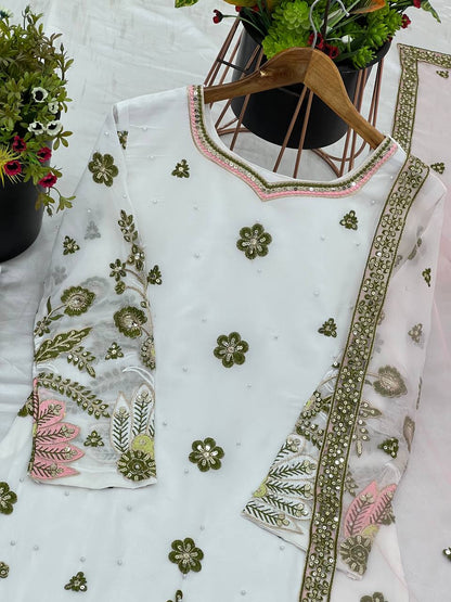 White georgette sharara suit with price
