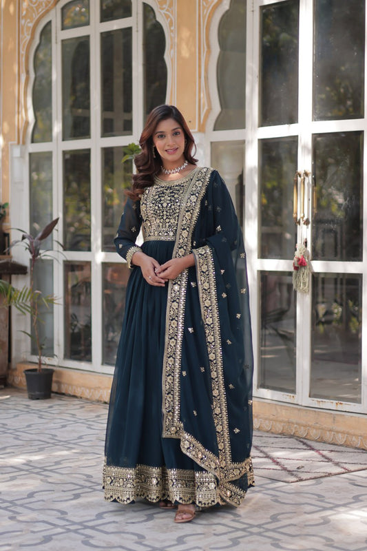 Rama color faux blooming gown for wedding