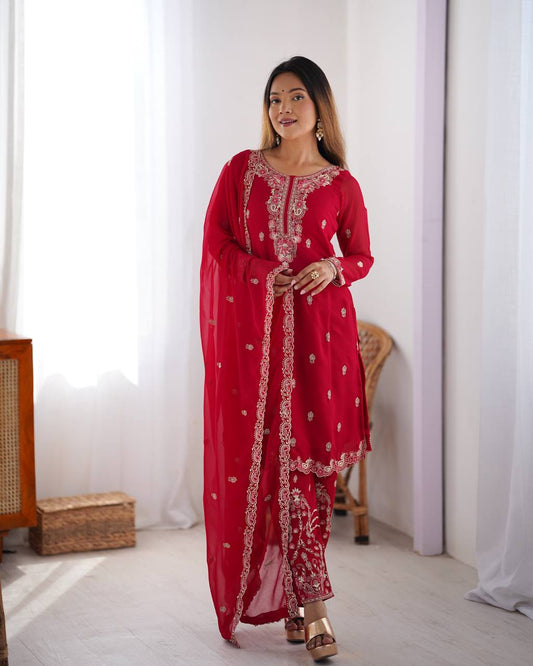 Pink color georgette salwar suit for women